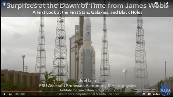 Joel Leja delivering the 2024 Ashtekar Frontiers of Science lecture